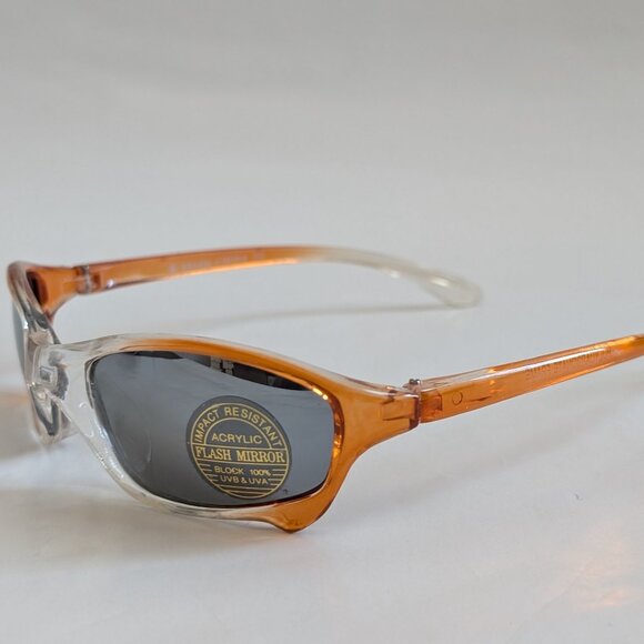 NWT Vintage 90's Kids Acetate Sporty Sunglasses (2 Tone Crystal Orange) - Picture 3 of 5
